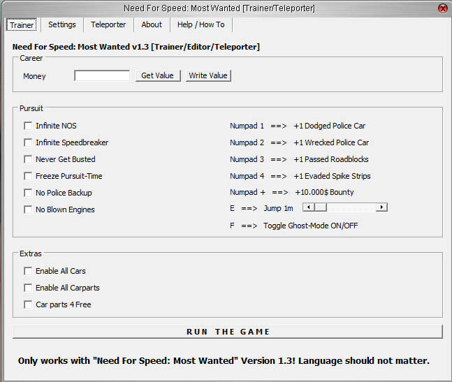 Need For Speed Most Wanted Trainer Teleporter Para Ve Diger Hileler